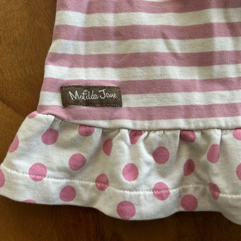 Matilda Jane Polka Dot & Striped Jacket w/ Corduroy Hood & Patches Size 6-12 Mo.